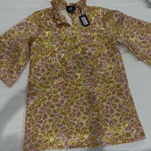 NWT- Brianna Cannon Gold Metallic Caftan S/M